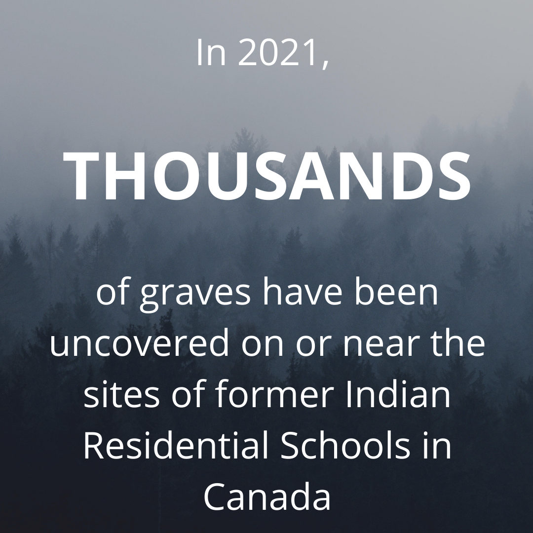 In 2021, thousands of graves have been uncovered on or near the sites of former Indian Residential Schools in Canada.
