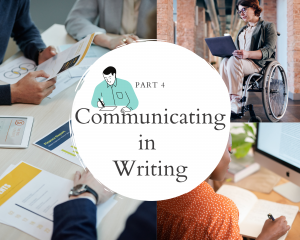 Part 4: Communicating in Writing - a diverse group of people reading business communications.