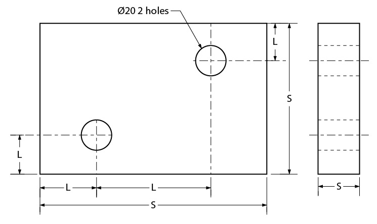 Technical drawing differentiating location and size dimensions