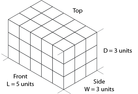 Isometric block as big as full dimensions of object to be drawn