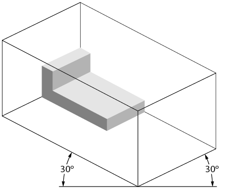 Isometric view of L shaped object