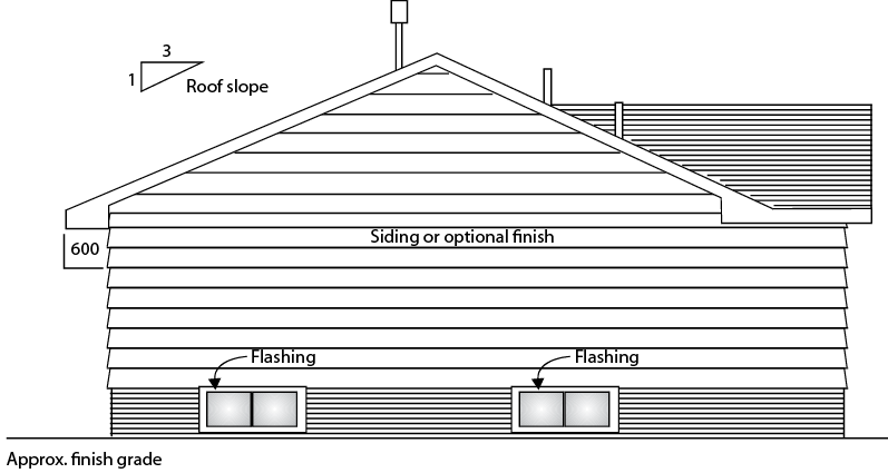 Left elevation view of a house