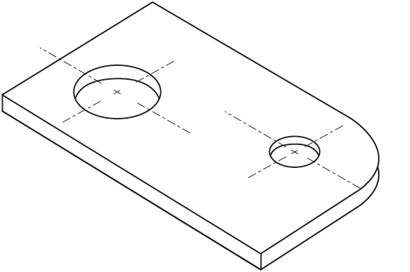 Isometric view of gasket with two holes