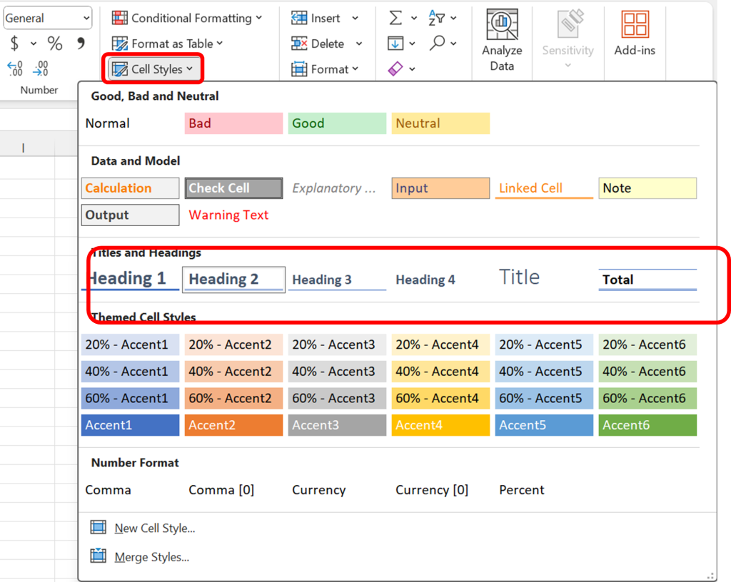 Demonstrates the process of using Excel's Cell Styles and selecting appropriate headings to ensure consistent and accessible formatting for different sections of the spreadsheet.