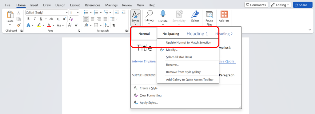 Options emphasizing the selection of appropriate headings for enhanced document structure.