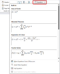 Microsoft Equation Editor interface, demonstrating how to access and use the tool. The interface displays the equation editor's features and appearance