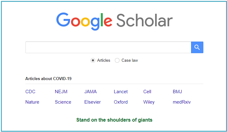 Screenshot of the Google Scholar search box.
